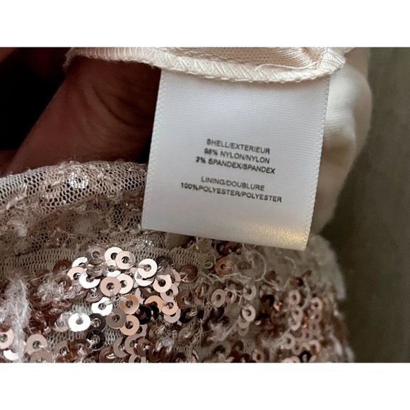 Belle Badgley Mischka rose gold sequin gown,  sleeveless, Sz 2 - Picture 7 of 9